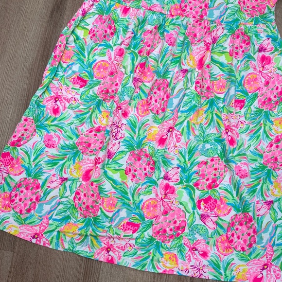 Lilly Pulitzer Tiltson Swing Midi Dress Hot Pink Green Floral Ruffles Medium - Picture 4 of 15